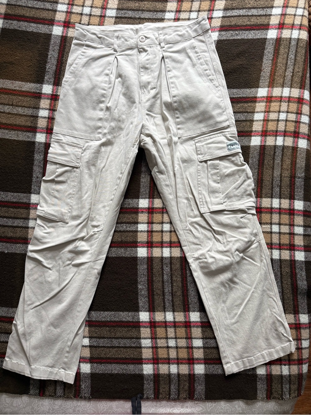 YoungLA Off-White Cargo Pants with Utility Pockets